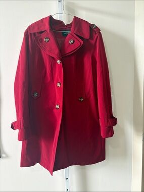 London Fog Red Double-Breasted Trench Coat